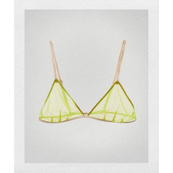 NWT SEMI-SHEER TRIANGLE BRALETTE YELLOW - Picture 1 of 2